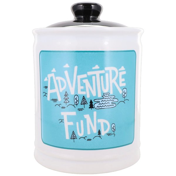Travel Essentials Piggy Bank & Candy Jar - Our Adventure Fund Travel Vacation Money Jar - Ideal Gift for Men & Women, Bedroom Decor, Beach, Cruise & Roadtrip Essentials