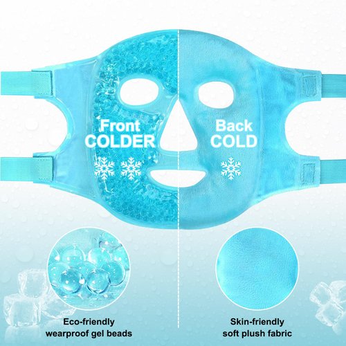 FUNNIR Gel Beads Face Ice Mask Pack- Blue to Reduce Puffiness,Dark Circles, Hot Cold Compress Pack, Face Spa