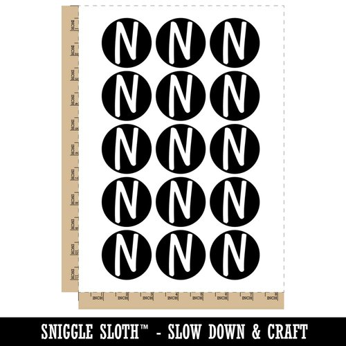 Letter N Uppercase Felt Marker Font Temporary Tattoo Water Resistant Fake Body Art Set Collection - 15 2" Tattoos (1 Sheet)