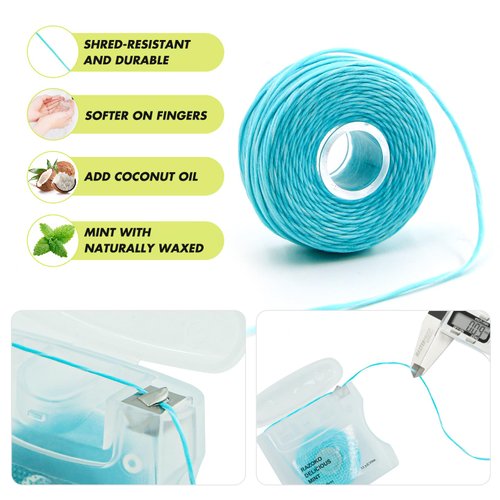 RAZOKO Coconut Oil Infused Woven Dental Floss, Vegan and Cruelty-Free, Mint Scent, 4 Month Supply(33 Yds x 2 Units)