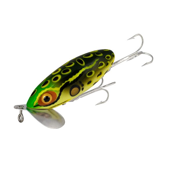 Arbogast Jitterbug Topwater Bass Fishing Lure, Excellent for Night Fishing, Bull Frog, 2 1/2" 3/8 oz