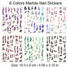 6 Colors Bronzing Gold Marble Nail Stickers for Women 3D Marble Nail Decals Watercolor Blooming Nail Art Stickers Self Adhesive Stickers for Nails Supply Smudge Nail Sticker Nail Designs Nail Supplies