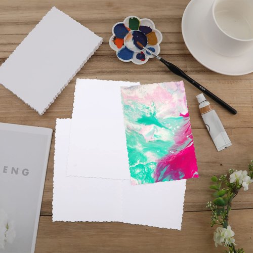 50 Sheets Blank Watercolor Cards, 4x6 Inch White Blank Cards Watercolor Greeting Watercolor Paper Cards for Invitations Painting Notes Wedding
