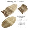 Clip in Hair Extensions,Ash Blonde Balayage Blonde Hair Extensions Real Human Hair Clip ins,18 Inch 7 Pieces 70G Double Weft Hair Extensions Human Hair Clip ins Extensions