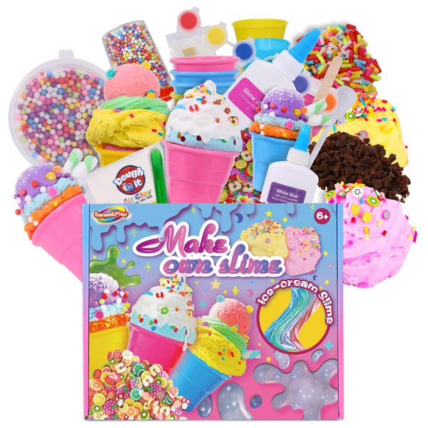 Fun and Engaging Slime Kit for Girls 8-12 - Create Fluffy Ice Cream Slime - Complete DIY Slime Making Kit with Decorations and Mixing Tools - Hours of Creative Play
