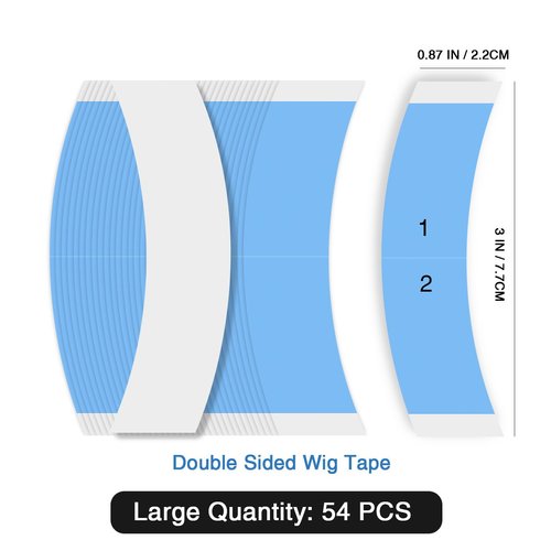 Yunle Lace Front Wig Tape Double Sided Wig Tape for Lace Wigs 54 PCS Strong Adhesive Tape Waterproof Lace Tape for Wigs Toupee Hairpiece Blue 1/2
