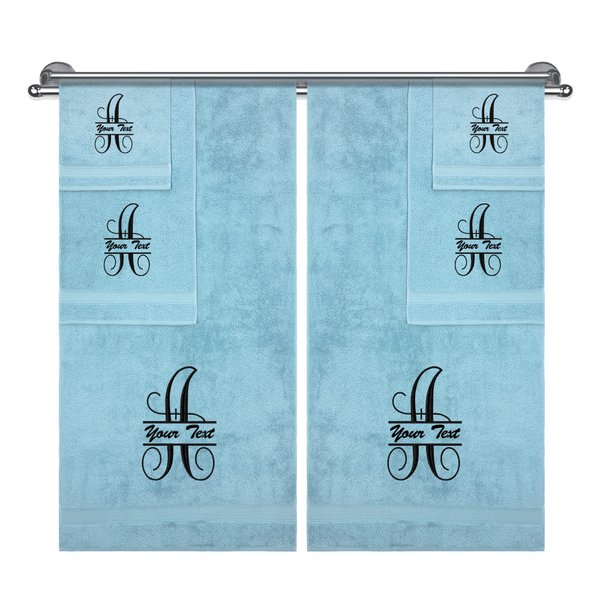 Monogrammed Towel Set, Hotel & Spa Quality, Super Soft, Highly Absorbent, Bathroom Sets, 100% Cotton Personalized 6 Piece Towel Set, Includes 2 Bath Towels, 2 Hand Towels, 2 Washcloths, Aqua