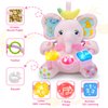 Holaxander Baby Elephant Musical Stuffed Animals Toy with Light-Up Music & Crinkle Sound Paper,Infant Bilingual Early Learning Education Toys,Tummy Time Toys for 0-3-6-12+ Months Boy Girl, Pink