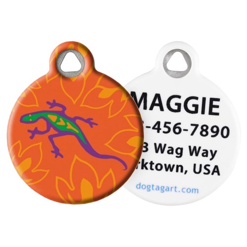 Dog Tag Art Lupine Pattern Go Go Gecko Custom Pet ID Tag for Dogs and Cats (Small) Lupine Brand Matching Tag, Complements Lupine Leash and Collar Patterns, Customizable Dog Tags