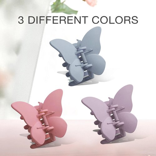 3Pcs Butterfly Hair Clips, Medium-Sized Matte Hair Claw Clips, 2.2inch Hair Clips for Thin, Fine, and Thick Hair, Ideal Hair Accessory for Girls & Women（B#）