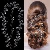 BOYIVI Bride Wedding Hair Vine Extra Long Pearl and Crystal Beads Wedding Head Piece Hair Jewelry Hair Accessories for Bride Women Girls Bridesmaids