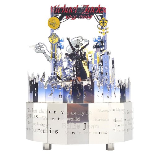 Microworld Rotation Music Box 3D Puzzle Metal, Color Changing Lights Metal Model Kits for Adults, MJ Memorial Hobby Box Collection, DIY Metal Puzzle Kit