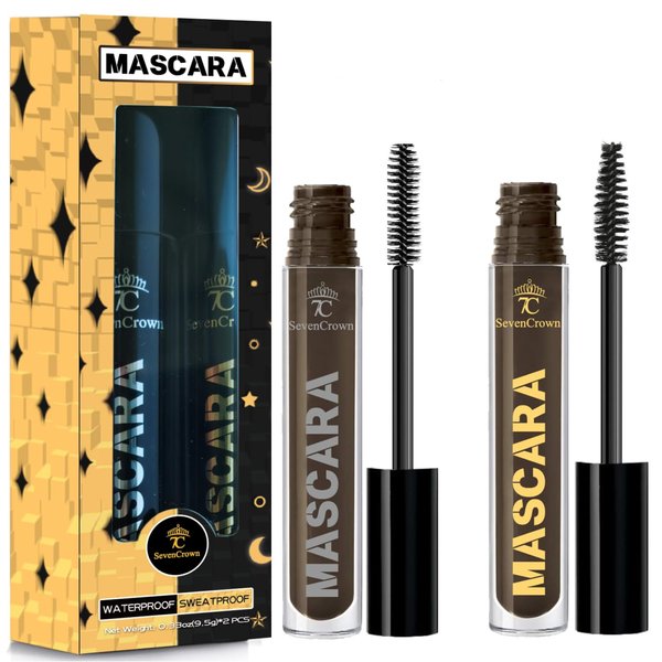 7C SEVENCROWN Brown Mascara Volume and Length Waterproof | False Lash Effect Vegan & Cruelty Free | Holiday Gift for Beauty Lovers