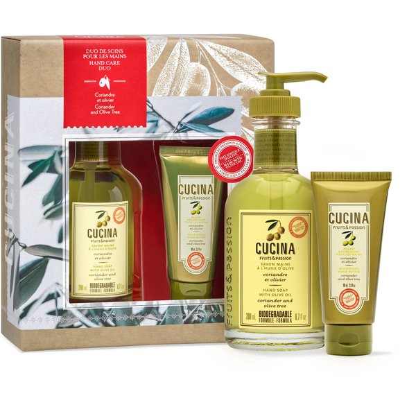 Fruits & Passion [Cucina - Coriander and Olive Tree Duo Hand Care Gift Set | Liquid Hand Soap (6.7 oz) with Moisturizing Hand Butter (2.0 oz)