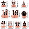 10Pcs Rose Gold Sweet 16th Birthday Decorations for Girls,16th birthday Honeycomb centerpieces for tables ，Sixteen Year Old Birthday Table Toppers Sign Decor