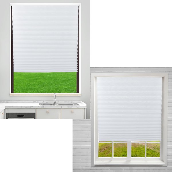 NonwovenEco Thickened Blinds 2.0 for Window Shades, Pleated Blackouts for House Insulation, No Tools No Drill, Cordless Adhesive Eclipse Shades, Anti-UV, (70''H x 35''W)