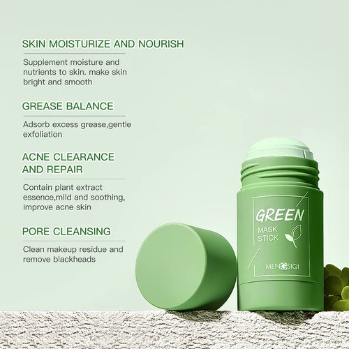 GECOMO Green Tea Stick Mask, Purifying Clay Mask, Oil Control Face Mask, Deep Clean Poresfor All Skin Types Men Women - 1 PCS