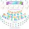 Happy Birthday Banner Iridescent Party Decorations, Fufuddz Funny Birthday Sign, Pre-Strung Holographic Garland & Hanging Swirls Decor for Disco Bachelorette, Girls Women 21st 30th 40th 50th 60s 70s