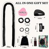 Gwabee No Heat Curling Headband, 70" Soft Hair Curlers to Sleep In Overnight Curls Headband, No Heat Hair Curler Ribbon Curl Wrap for Long Hair Rollers, 9 PCS Curling Rods Set with Yoga Strap -Black
