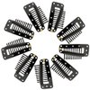 Jmkcoz 20pcs Snap-Comb Wig Clips with Rubber for Hair Extension Hairpiece DIY Clip in Hair Extensions 10-Teeth Wigs Weft Black Color