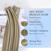 DOORES Microlink Hair Extensions Human Hair, Ash Brown to Platinum Blonde 18 Inch 50g/50s, Beaded Hair Extensions silky Straight Remy Hair Extensions