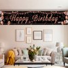 Happy Birthday Decorations - Black and Rose Gold Happy Birthday Banner Sign, Happy Birthday Backdrop for Girls Women Birthday Party Decorations