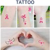 Breast Cancer Temporary Tattoos Pink Ribbon Tattoo Stickers Butterfly Wings Hope Faith Heart Fake Tattoos for Women Girls Waterproof Body Face Decorations for Breast Cancer Awareness Cheer 10 Sheets