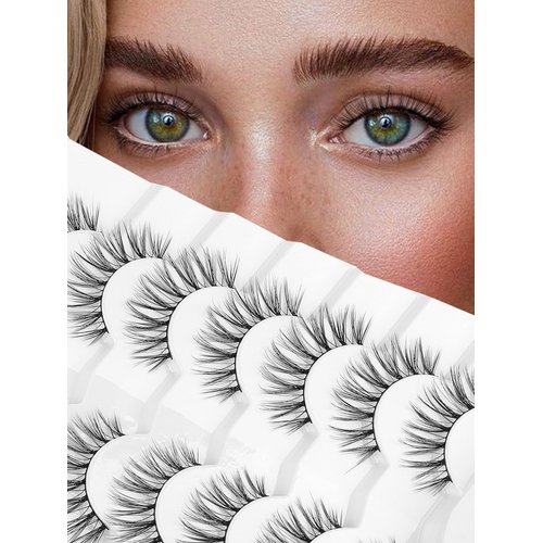 Strip Lashes Natural False Eyelashes Wispy Fake Eyelashes Soft Mink Lashes C Curl Natural Lash 13mm Siligli Eyelashes 7 Pair Eye Lashes Pack
