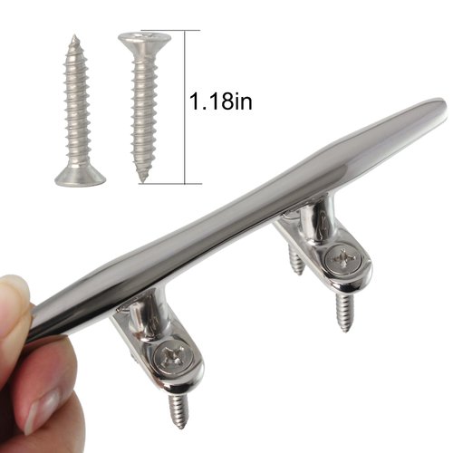 VEITHI Boat Cleat Dock Cleats 6 inch Marine Grade 316 Stainless Steel, Boat Dock Cleats Open Base, Cleats for Boat, Dock Cleats with Hardware, Rope Cleat for Boat/Yacht/Deck/Nautical Decor (4 Pack)