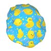 Yellow Rubber Ducks Shower Cap For Women Adjustable Double Waterproof Layers Bathing Shower Hat Hair Protection Reusable Ladies Spa Salon Shower Hat