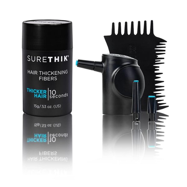Hair Building Fibers, 15G, with BONUS Pump Applicator, Hairline Comb and 3 Nozzles, Hair and Hairline Filler Kit For Men and Woman (Dark Brown)