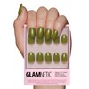 Glamnetic Press On Nails - Moss Green | Opaque Earthy Green Short Oval False Nails, Reusable Stick On Fake Nails with Glue | Salon Quality | 15 Sizes - 30 Nail Kit