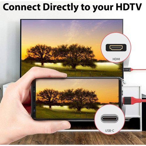 VOLT PLUS TECH USB-C/PD 4k HDMI Cable Compatible with Your Microsoft Lumia 950 Dual SIM with Full 2160p@60Hz, 6Ft/2M Cable [Red, Thunderbolt 3 Compatible]