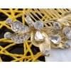 Alilang Golden Tone Flower Leaf Crystal Rhinestone Elegant Bridal Hair Comb