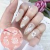 5D Flowers Nail Art Stickers, 6 Sheets Relief Flower Nail Decals Self Adhesive Nail Art Supplies White Flowers Butterfly Nail Stickers for Acrylic Nails Floral Nail Decorations for Women Nail Art DIY