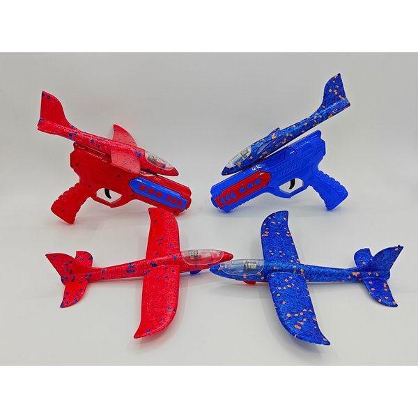 FelizWina-4 Packs Airplane 2 Launchers Toys,2 Flight Modes Airplane Launcher Toys,LED Foam Plane Toy,Outdoor Fly Toys for Boys Girls, Xmas Birthday Gifts for Kids