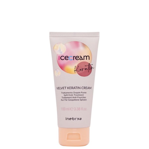 Inebrya Ice Cream Velvet Keratin Cream - Smoothing and Moisturizing(Trattamento doppie punte Cheratina),100ml