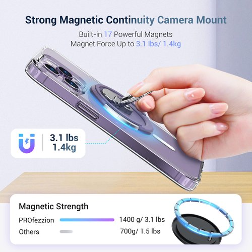 PROfezzion Continuity Camera Mount with for MacBook Laptops, Strong Magnetic Phone Holder for iPhone 16 15 14 13 12 Series, Phone Webcam Mount for iOS 16 & Mac OS Ventura or Later