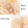 Yovic Bow Hair Claw Clips Flower Hair Clips Chiffon Pleated Hair Bows Hair Clamps Thick Thin Hair Jaw Clips Floral Hair Accessories for Women 1PCS (Champagne)