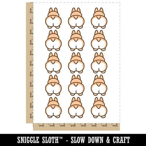 Corgi Butt Dog Doodle Temporary Tattoo Water Resistant Fake Body Art Set Collection - 15 2" Tattoos (1 Sheet)