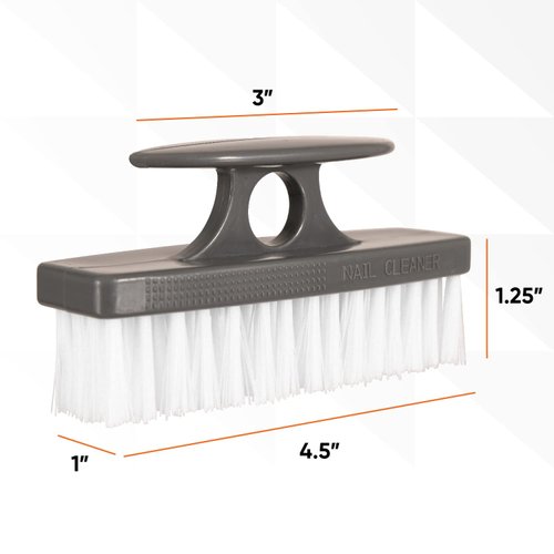 Superio Plastic Bristle Nail Brush, 2-Pack, Grey/Red, Cleaning Tool for Hands, Fingernails, Toenails, Kitchen, Bathroom