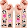 110 PCS Cow Print Birthday Party Decorations Favors Supplies Farm Animal Pink Happy Cow Temporary Tattoos Decor Stickers For Little Cow Girls Boys Gift School Prizes Rewards