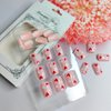 24Pcs Valentine’s Day Pink Press on Nails Short Square Acrylic Fake Nails Cute Red White Heart False Nails Glossy Full Cover Short Coffin Glue on Nails for Women Girls Valentines Artificial Nail Decor
