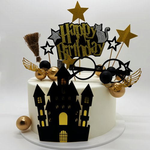 Wizard Birthday Cake Decorations Wizard Party Supplies Castle Cake Decorations Glitter Wizard Themed Cake Decorations