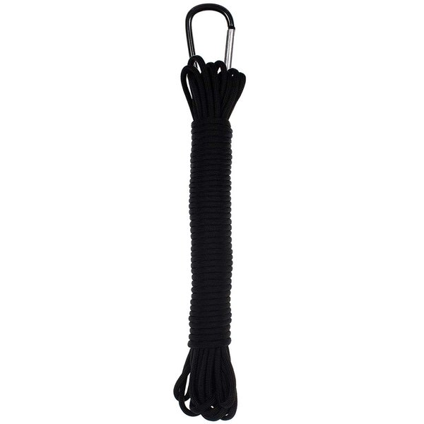 Paracord Planet 550 Paracord with Carabiner – Tactical 7 Strand Utility Rope for Camping, Backpacking, Survival, and Outdoor Activities (Black, 30 Feet)