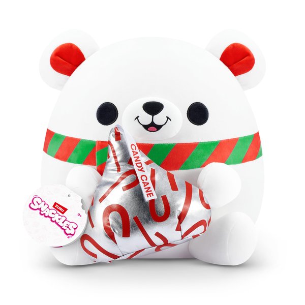 Snackles Christmas Polar Bear & Kisses 14 Inch Plush by ZURU, Ultra Soft Plush, Collectible Plush with Real Licensed Brands, Stuffed Animal, Giftable, Holiday