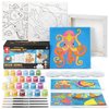 Arteza Kids Ocean Scenes Painting Kit, 4 Canvases 8 x 8 Inches, 24 Acrylic Paints, 4 Paint Brushes, 4 Palettes, Kids Activities Ages 6 and Up
