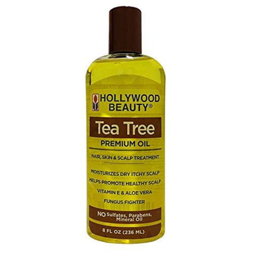 Hollywood Beauty Tea Tree Oil, 8oz Bottle, Hair, Skin & Scalp treatment, Moisturizes dry, itchy scalp, Hair Hot Oil Treatment, Vitamin E & Aloe and a Fungus Fighter