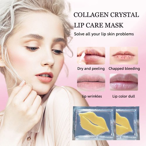 NIYET 30 pieces of Moisturizing Collagen Crystal Lip Mask - Anti-Ageing & Anti Chapped, Reduce lip Wrinkles, Fade Lip Color, Make Skin Smooth And Firm Collagen Lip Pieces (Gold-Lip Mask)