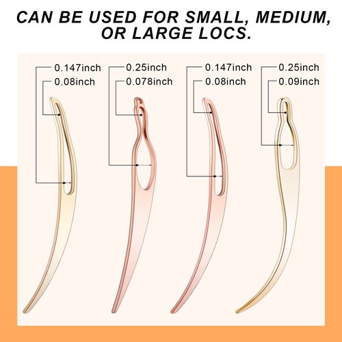 4 Pieces Sisterlock Retighten Tool, Dreadlock Tool for Hair, Dreadlock Crochet Needle, Loc Needle for Dreads, Dread Crochet Needle for Hair Extensions Styling Tools Loc Maintenance (Rose Gold, Gold)